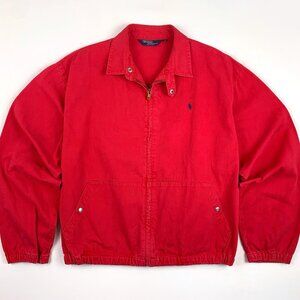 Polo Ralph Lauren Vintage 90s Harrington Jacket Red – Made in USA (L)